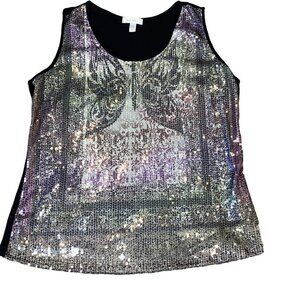dress barn sequin tops Dress Barn 90'S Tank Top Brown Sequin Size Small SKU 000101 Designers On A Dime